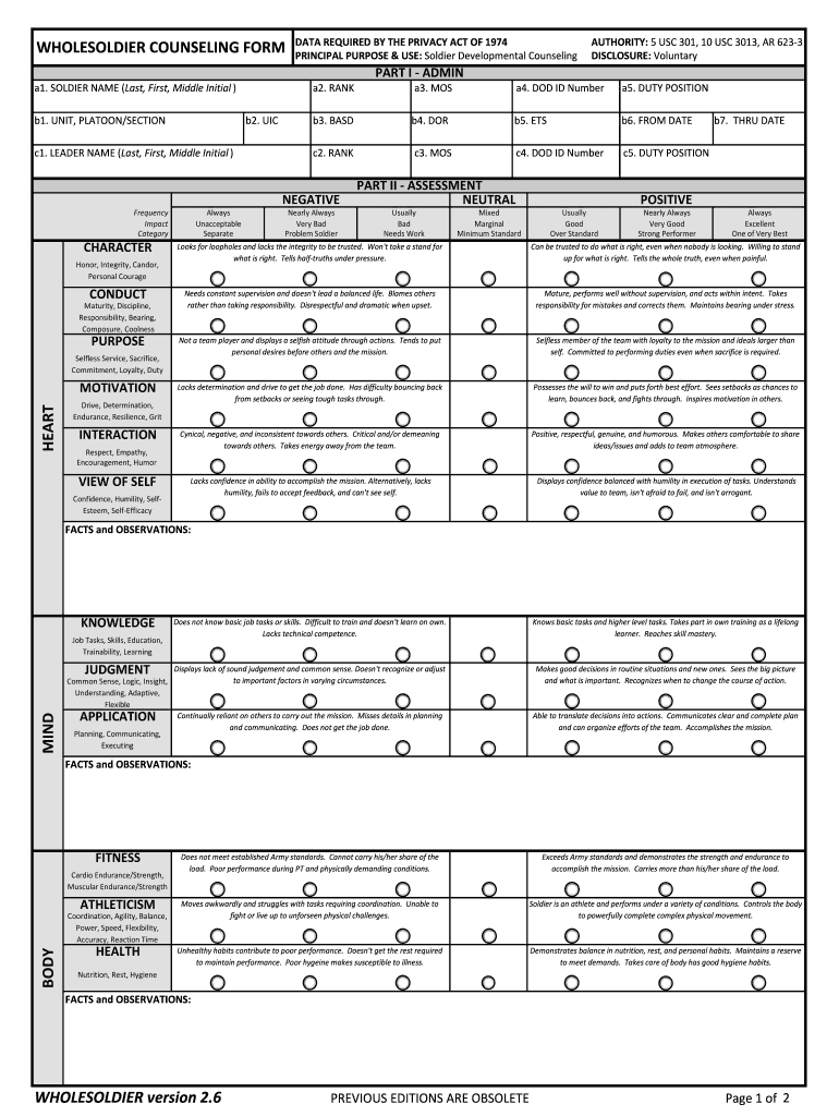 Whole Soldier Counseling  Form