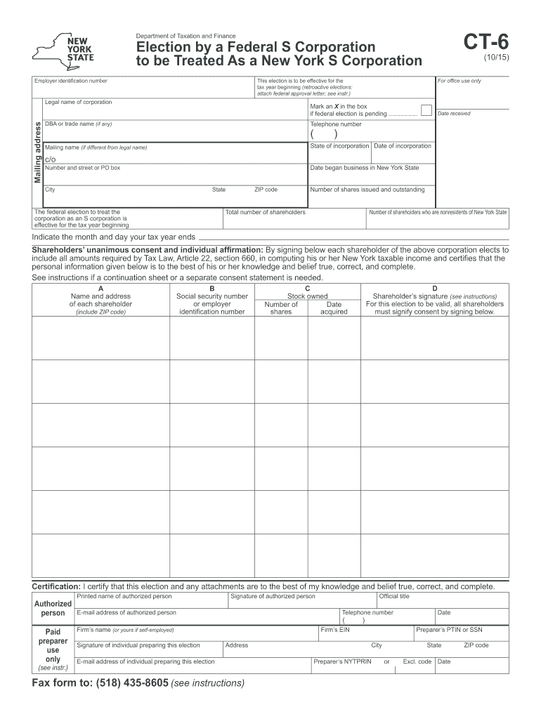  New York Forms Ct 6 2015