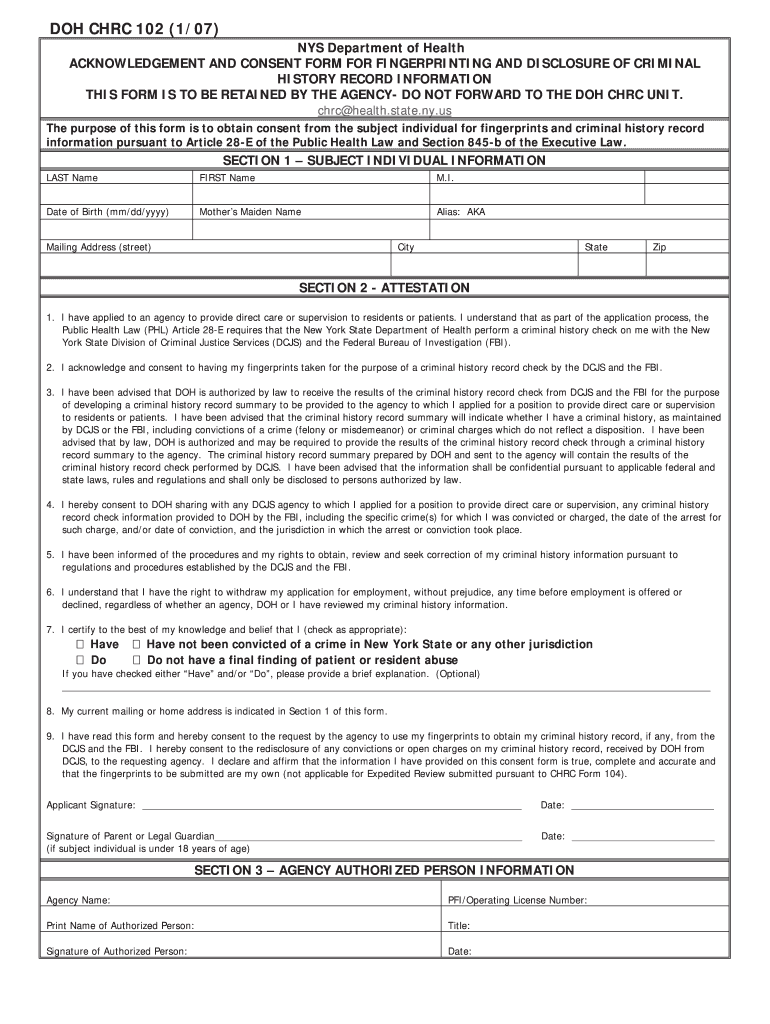 Doh Chrc 102  Form