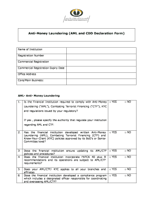 Anti Money Laundering Declaration Form