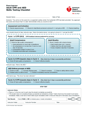 Adult CPR and AED Skills Testing Checklist  Form