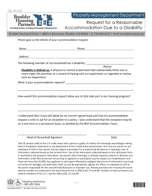 Housing Request Reasonable Accommodation Sample  Form