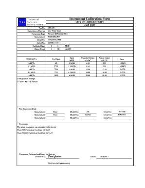 Instrument Calibration Sheet  Form