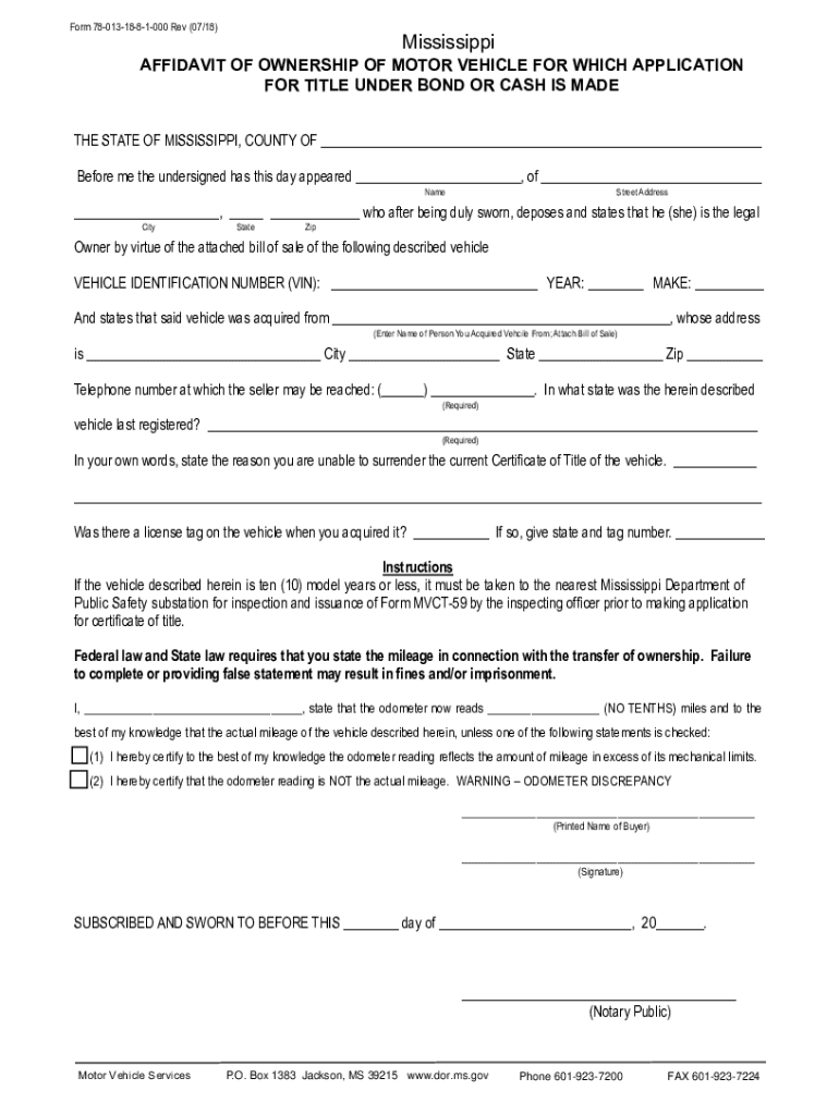 Mississippi Title Application  Form