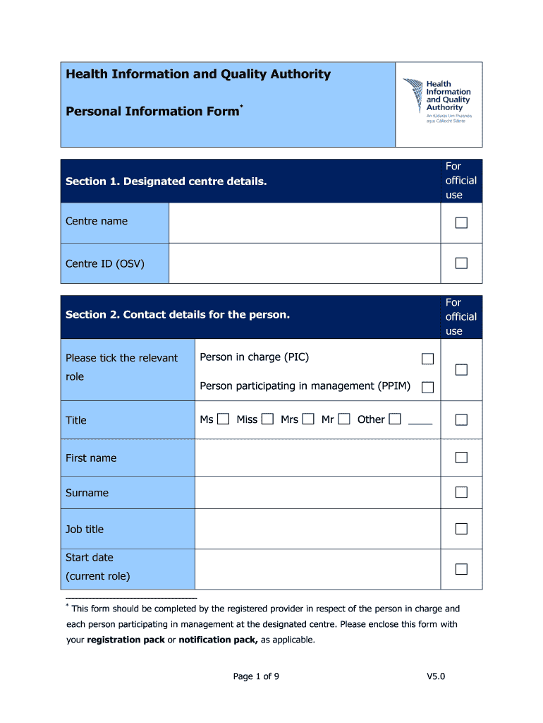 Health Quality Authority Information