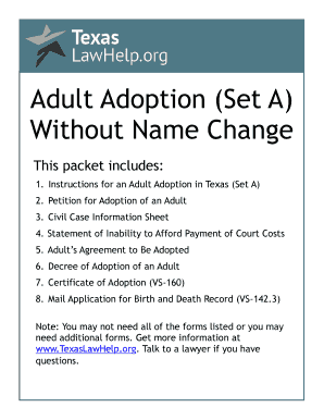 Adult Adoption Set a  Form