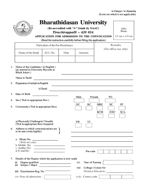Bharathidasan University Degree Certificate Download  Form
