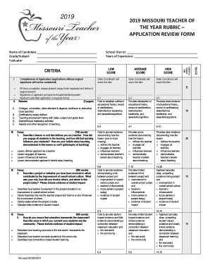 Teacher of the Year Rubric  Form