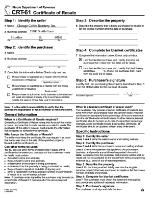 Illinois CRT 61 Form Coffeemasters Com