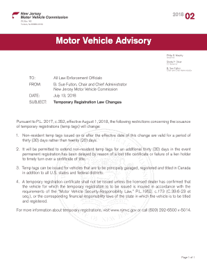  Motor Vehicle Advisory 2018-2024