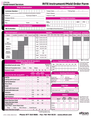 Oticon Order Forms