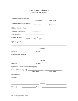  Princeton University Application PDF Forms 2011-2024