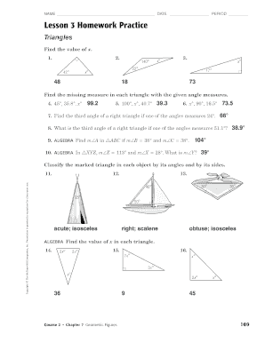 Lesson 3 Homework Practice Angles of Triangles  Form