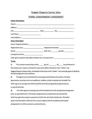 Horse Consignment Contract  Form