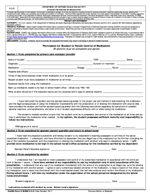 DoDEA Form 08 SHSM H 3 9 Student Retention of Medication