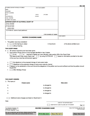  NC 130 Decree Changing Name Judicial Council Forms 2018-2024