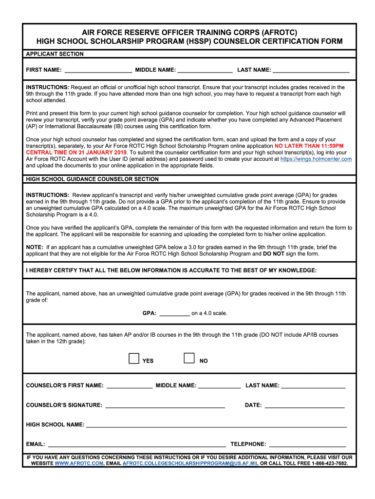 AFROTC HSSP COUNSELOR CERTIFICATION FORM Autosaved DOCX