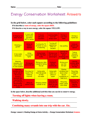 Energy Conservation Worksheet  Form