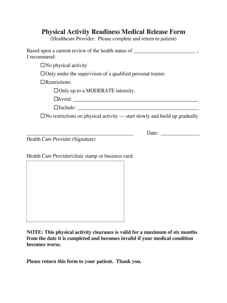 Physical Release Form