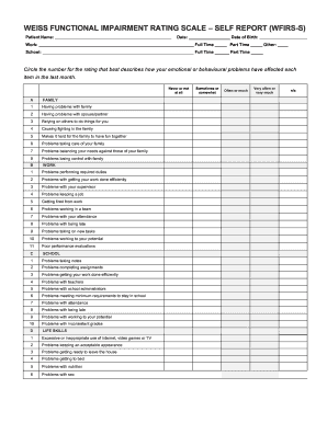 Weiss Functional Impairment Rating Scale  Form
