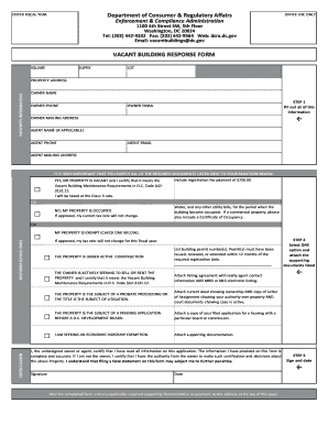Vacant Building Response Form