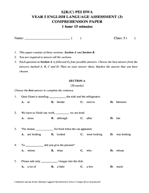 English Year 5  Form