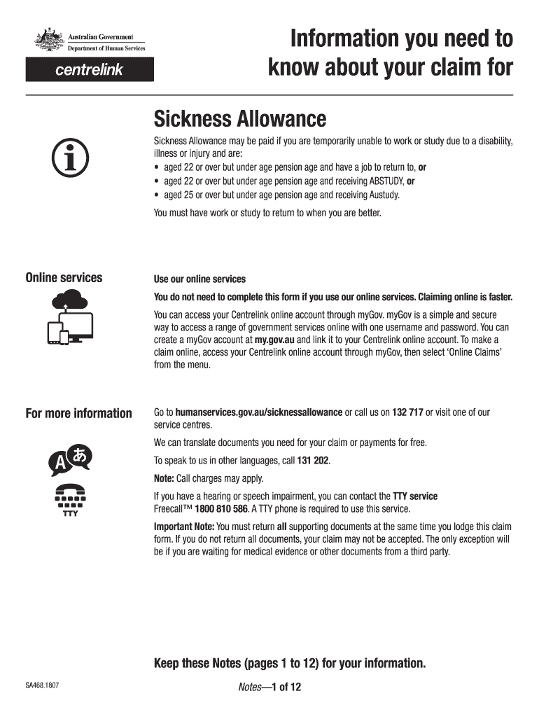 Centrelink Sickness Benefit Form