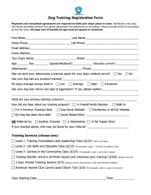 Dog Training Forms