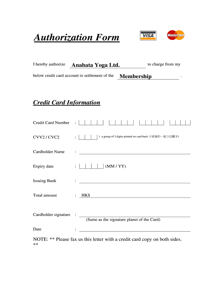 Credit Card Autopay Authorization Form DOC