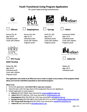 Youth Transitional Living Program Application  Form