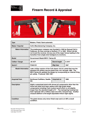 Firearm Appraisal Form