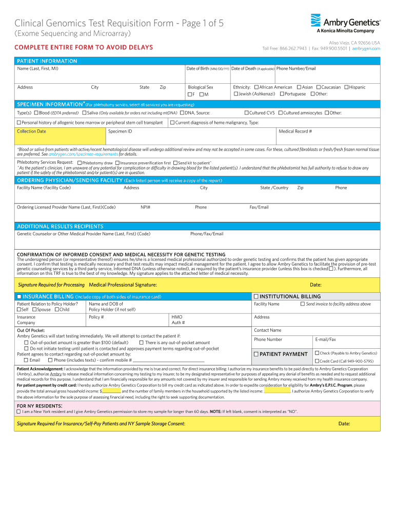Clinical Genomics Test Requisition Form Page 1 of 5