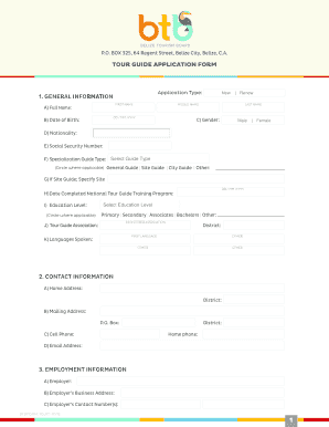 Tour Guide Application Form