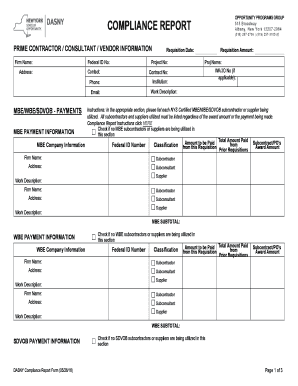 Dasny Compliance Report Form