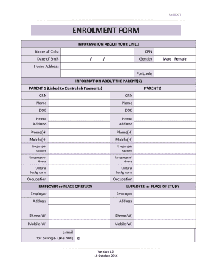 Childcare Centre Enrolment Form