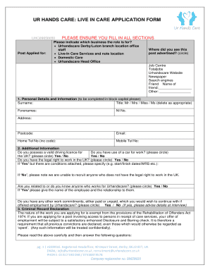 Support Worker Application Form Examples