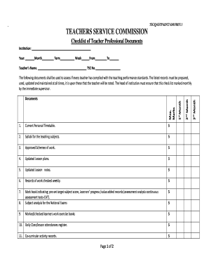 Tsc Checklist  Form