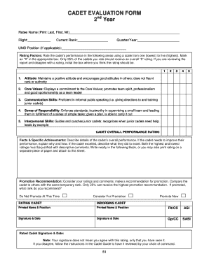 CADET EVALUATION FORM