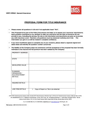 Proposal Form for Title Insurance HDFC Ergo