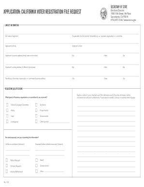 APPLICATION CALIFORNIA VOTER REGISTRATION FILE REQUEST  Form