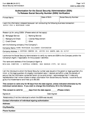 Social Security Administration Authorization  Form