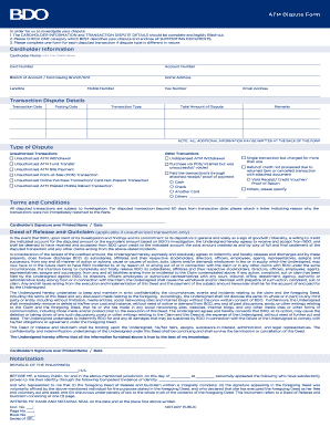 Bdo Dispute Form