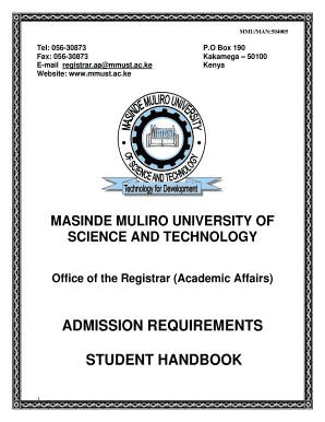 Mmust Student Handbook  Form