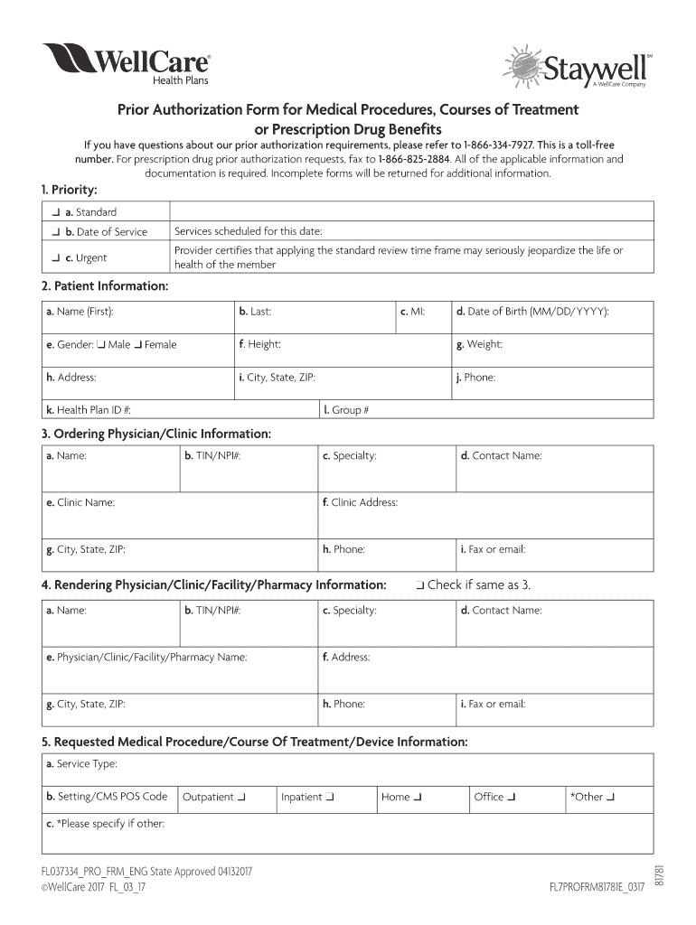 Staywell Prior Authorization Form