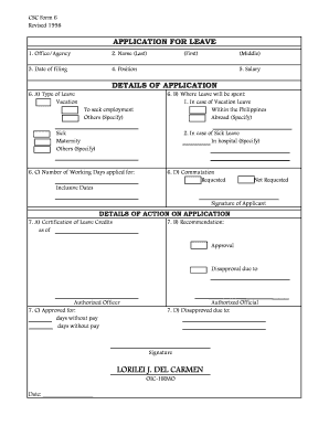 Csc Form 6 Revised Editable