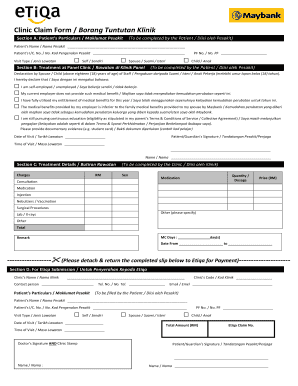 Clinic Claim Form Borang Tuntutan Klinik