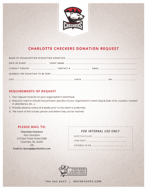 CHARLOTTE CHECKERS DONATION REQUEST  Form