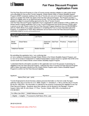 Fair Pass Discount Program Application Form