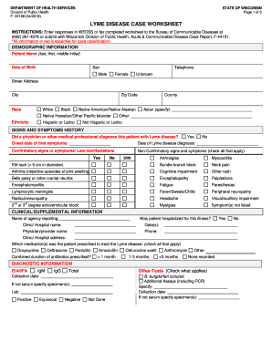 Lyme Disease Case Worksheet  Form