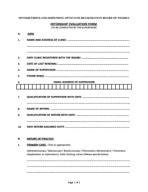 Odorbn Intership Evaluation Form